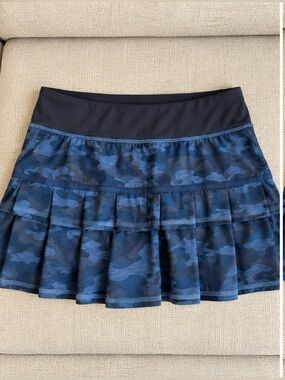 lululemon athletica Blue Camo Pleated Active Skort